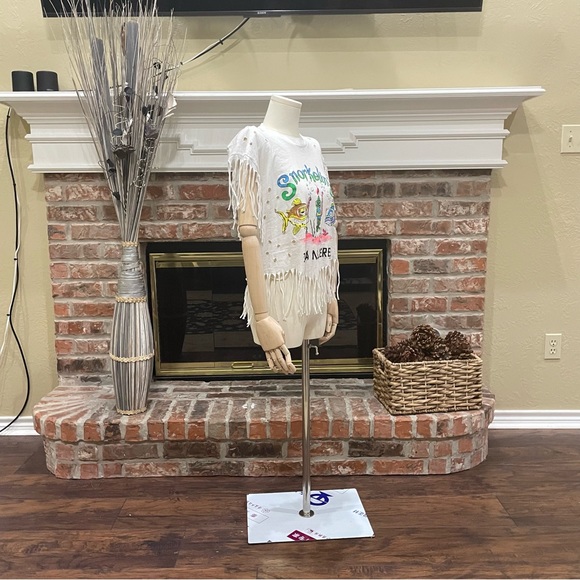 Salsa Calienté “Snorkling Isla Mujeres” distressed fringed crop top / L / EUC - Picture 9 of 11